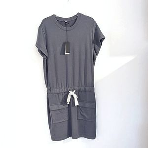 MONROW Womens Cargo Shortsleeve Drawstring Mini Dress  Size Large